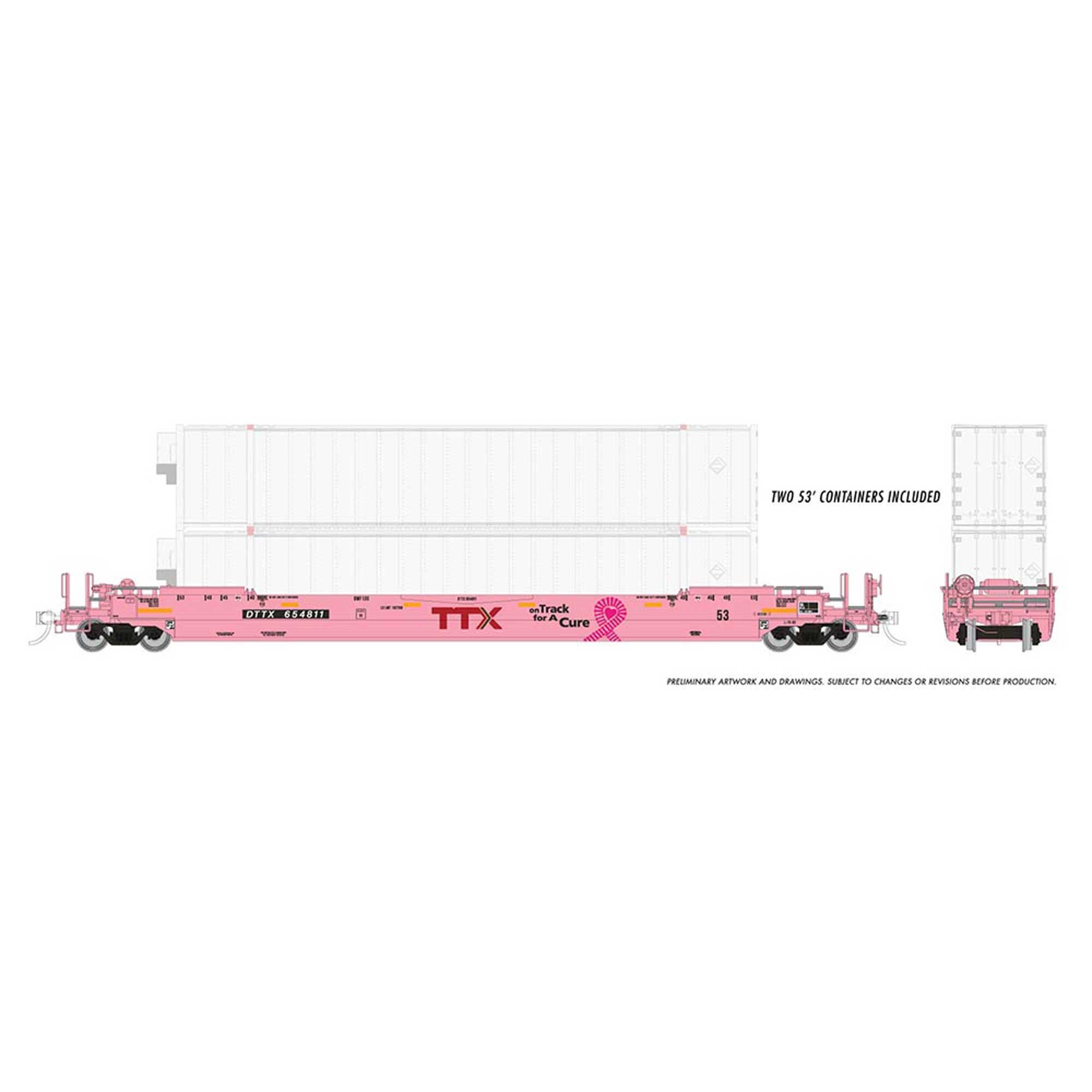 HO 53 Husky Stack Well Car with 2 Containers (RPI401054)