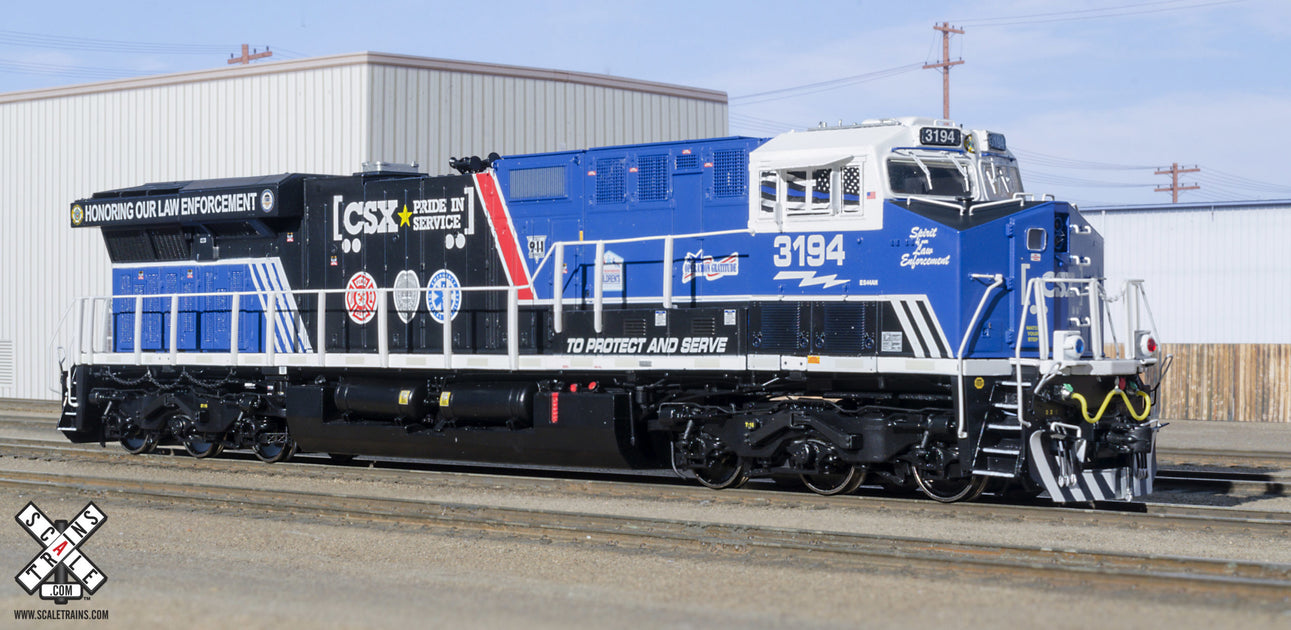 ScaleTrains 32399 Rivet HO Scale GE ES44AH GEVo Law Enforcement (Red/Blue Ditch Lights) CSX 3194 DCC & LokSound