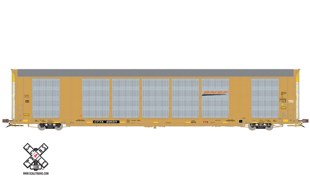 ScaleTrains 32740 HO Scale Gunderson Multi-Max Autorack BNSF (Yellow) CTTX 691331
