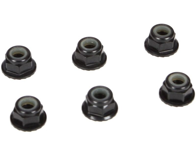 Team Losi Racing TLR336000 4mm Aluminum Serrated Lock Nuts Black 6 (336000)