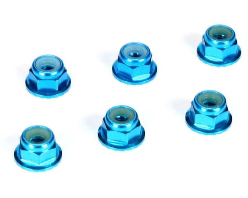 Team Losi Racing TLR336001 4mm Aluminum Serrated Lock Nuts Blue 6 (336001)