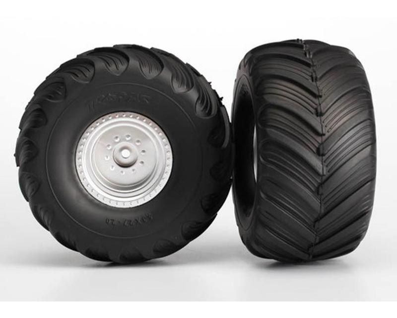 Traxxas 3665X Chrome Terra Gravel Tires & Wheels (Mounted Pre-Glued) Bigfoot No.1 (3665X)