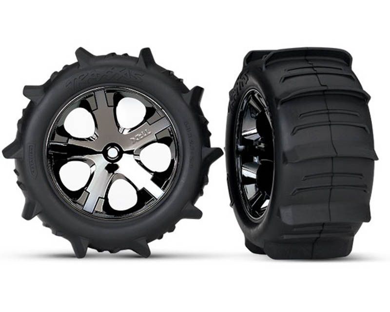 Traxxas 3776 Tires & wheels assembled glued (2.8) (All-Star black chrome w (3776)