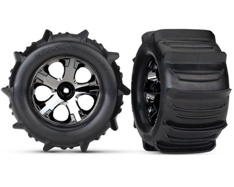 Traxxas 4175 Tires & wheels assembled glued (2.8) (All-Star black chrome w (4175)