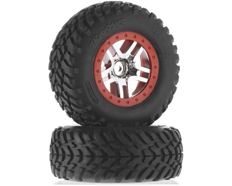 Traxxas 6891 Tires/Wheels Assembled Glued SCT Split-Spoke Chrome (2 Pcs.) (6891)