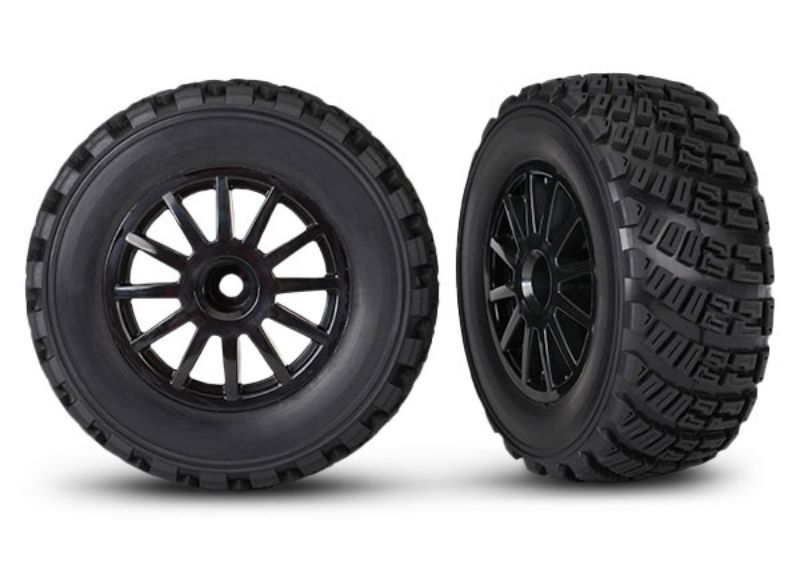 Traxxas 7473T Tires & Wheels Assembled Glued Black Wheels Gravel Pattern Tire (7473T)