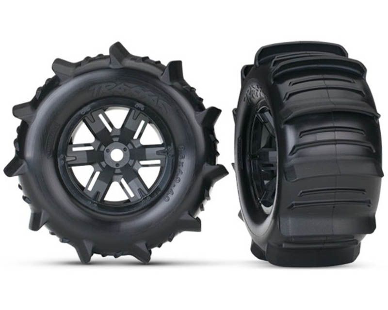 Traxxas 7773 Black paddle Tires & wheels assembled & glued For X-Maxx/ XRT (7773)