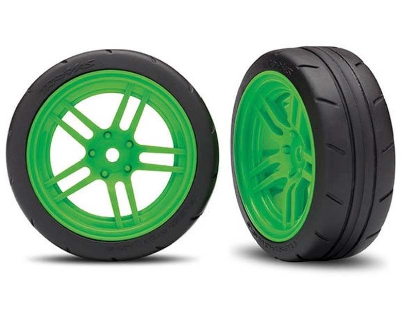 Traxxas 8373G Tires and Wheels Assembled Glued Split Spoke Green Wheels (8373G)