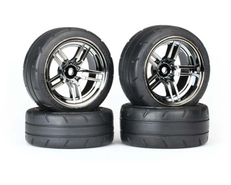 Traxxas 8375 Tires and Wheels Assembled Glued Split-Spoke Black Chrome (8375)