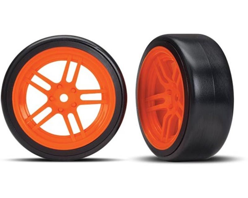 Traxxas 8376A Pre-Mounted Split-Spoke Orange Drift Tires Wheels 4-Tec 2.0 Ford GT (8376A)