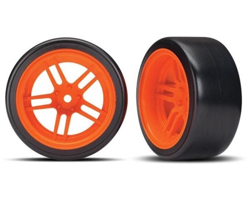 Traxxas 8377A Pre-Mounted Orange Split-Spoke Drift Wheels & Tires 4-Tec 2.0 Ford GT (8377A)