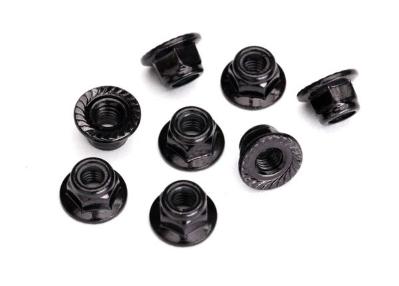 Traxxas 8447 Nuts - 5mm Flanged Nylon Locking (Steel - Black Ser (8447)
