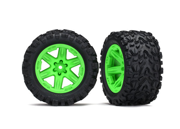 Traxxas 6774G Talon Extreme Tires on Green RXT 2.8 Wheels Rustler 2WD Rears
