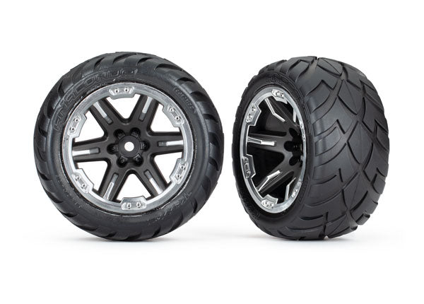 Traxxas 6775X Black Chrome 2.8" RXT Wheels with Anaconda Tires 2WD Front and 4x4