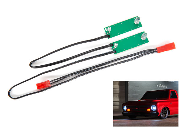 Traxxas 9496 Front White LED Light Set with Power Harness for Drag Slash