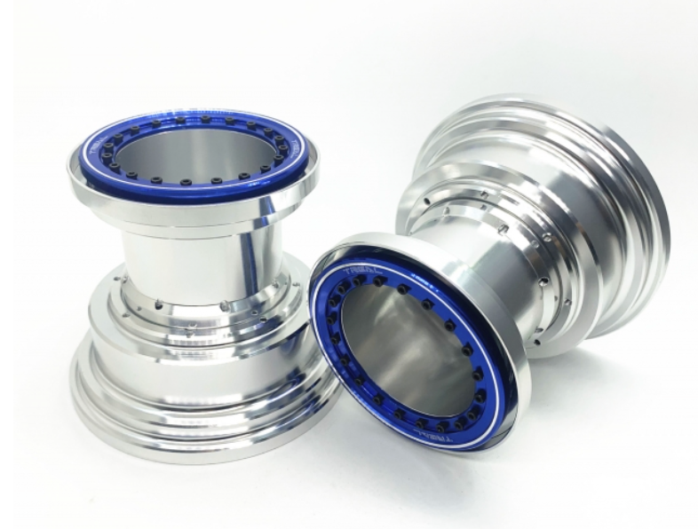 Treal Hobby B07KST12P3 Silver and Blue Aluminum Beadlock Wheels for LMT