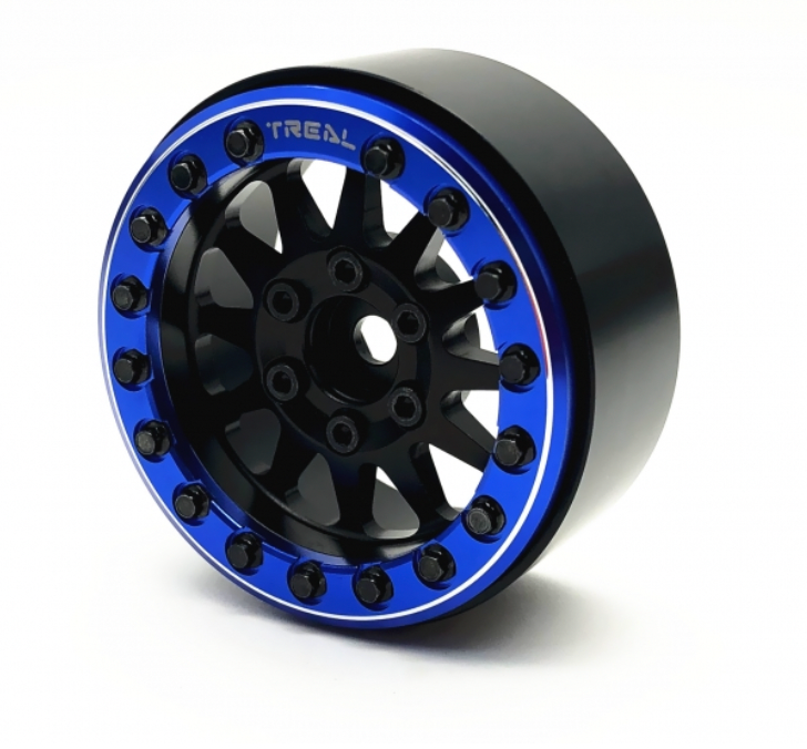Treal Hobby (X002P1C781) 1.9" Alloy Beadlock Wheels Black with Blue Ring