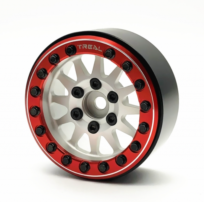 Treal Hobby (X002P1C78L) 1.9" Alloy Beadlock Wheels Silver with Red Ring