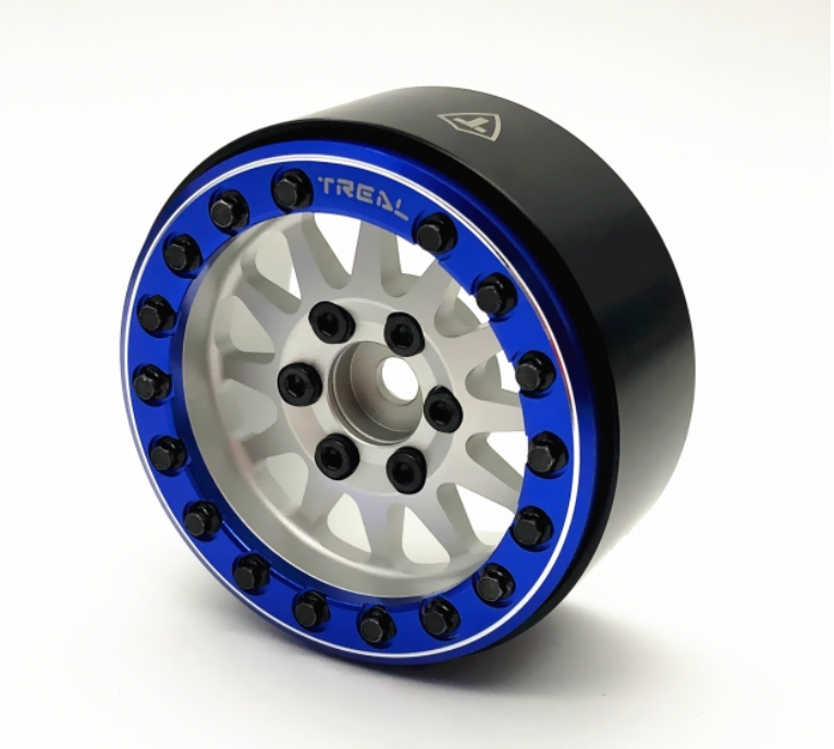 Treal Hobby (X002P1ELU3) 1.9" Alloy Beadlock Wheels Silver with Blue Ring