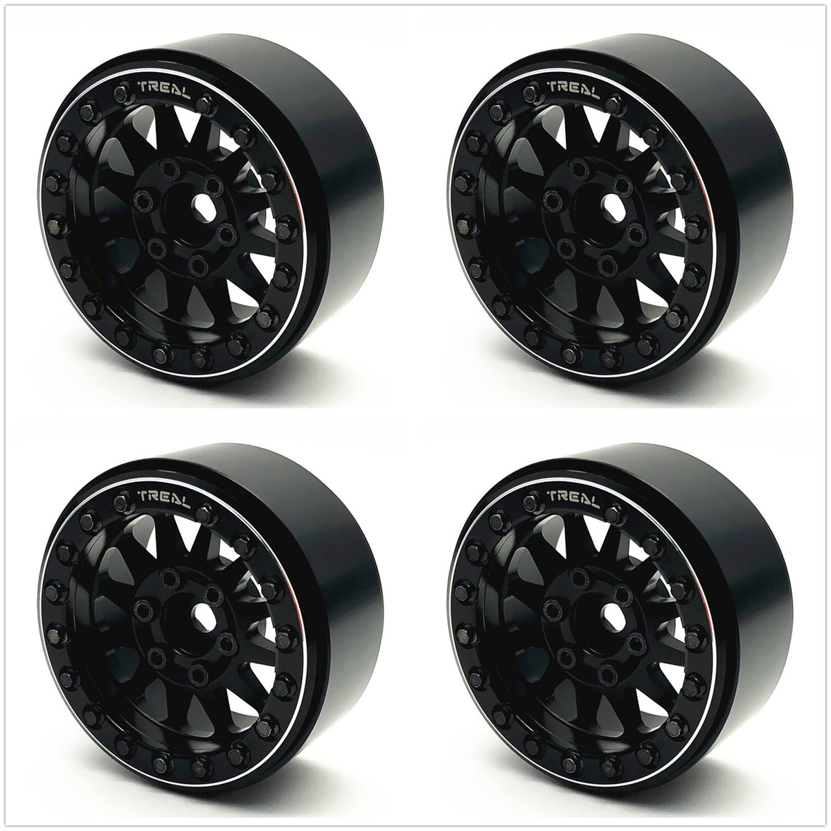 Treal Hobby (X002P1ELUD) 1.9" Alloy Beadlock Wheels Black with Black Ring