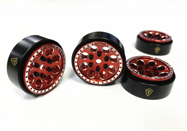 Treal Hobby (X002R9POPJ) 1.0" Red Beadlock Wheels Brass Rings (22g) SCX24 and 1/24 Crawlers