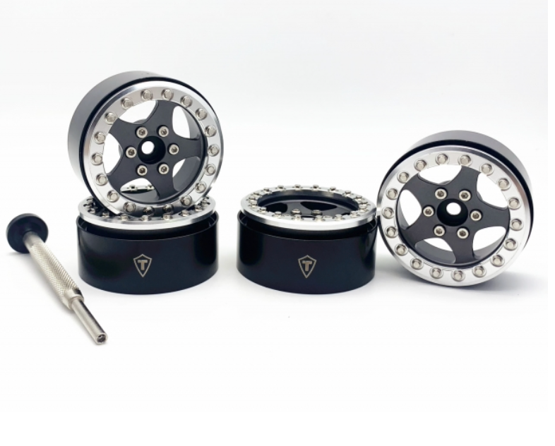 Treal Hobby (X002VQXA3B) 1.9" Silver and Gray Beadlock Wheels Type E 5 Spoke