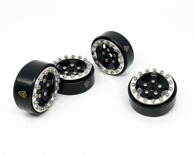 Treal Hobby (X002XB9RHR) Black & Silver B Type 1.0" (22.4g Brass) Wheels for SCX24