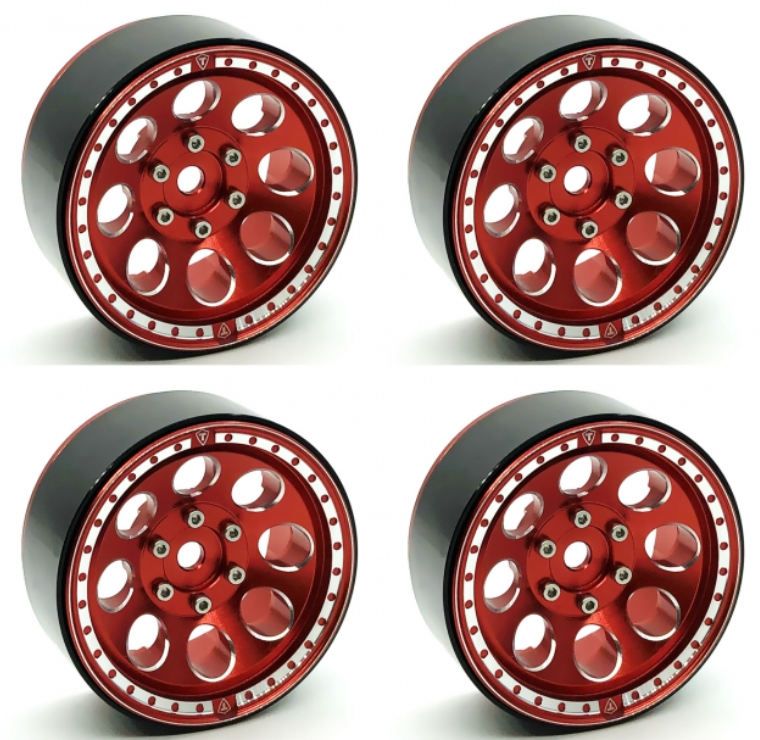 Treal Hobby (X0030DL8WT) 1.9" Red Beadlock Wheels Type F 8 Hole