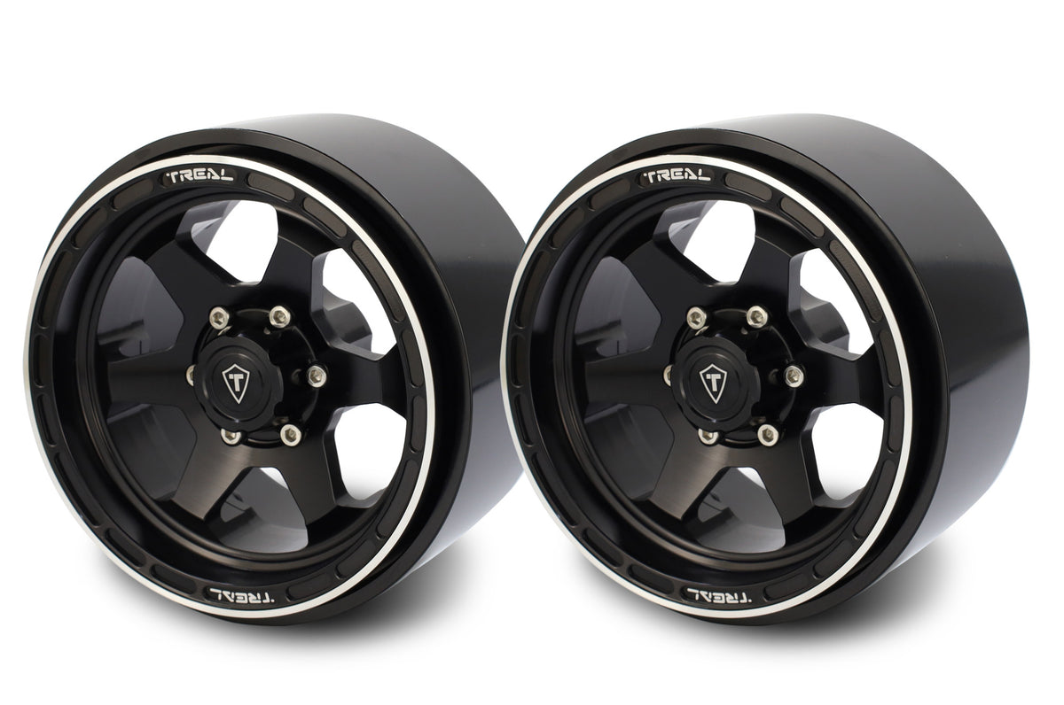 Treal Hobby (X0033ANCGJ) Black 2.9" CNC Machined Beadlock Wheels for SCX6