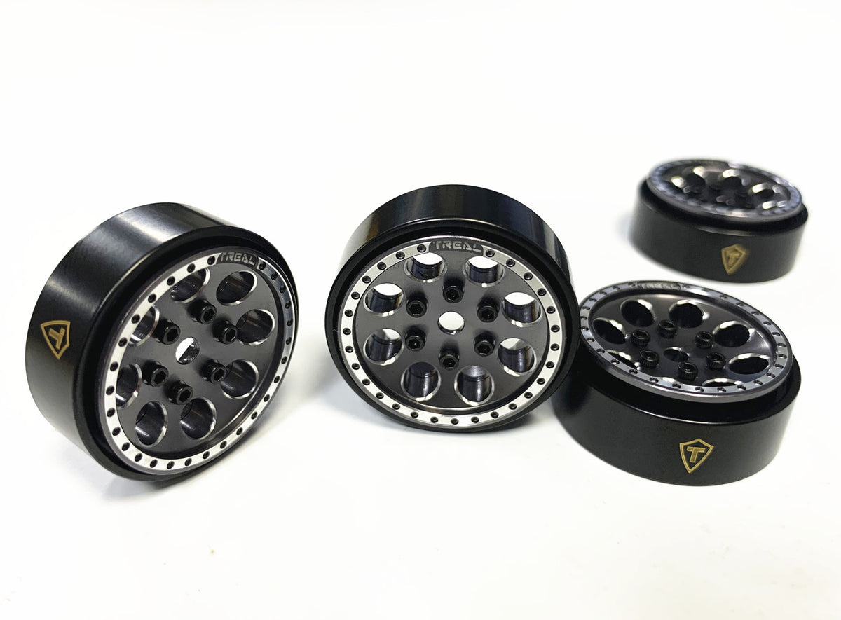 Treal Hobby (X002P8XKPD) Gray 1.0" Beadlock Wheels Brass Rings (22g) SCX24 and 1/24 Crawlers