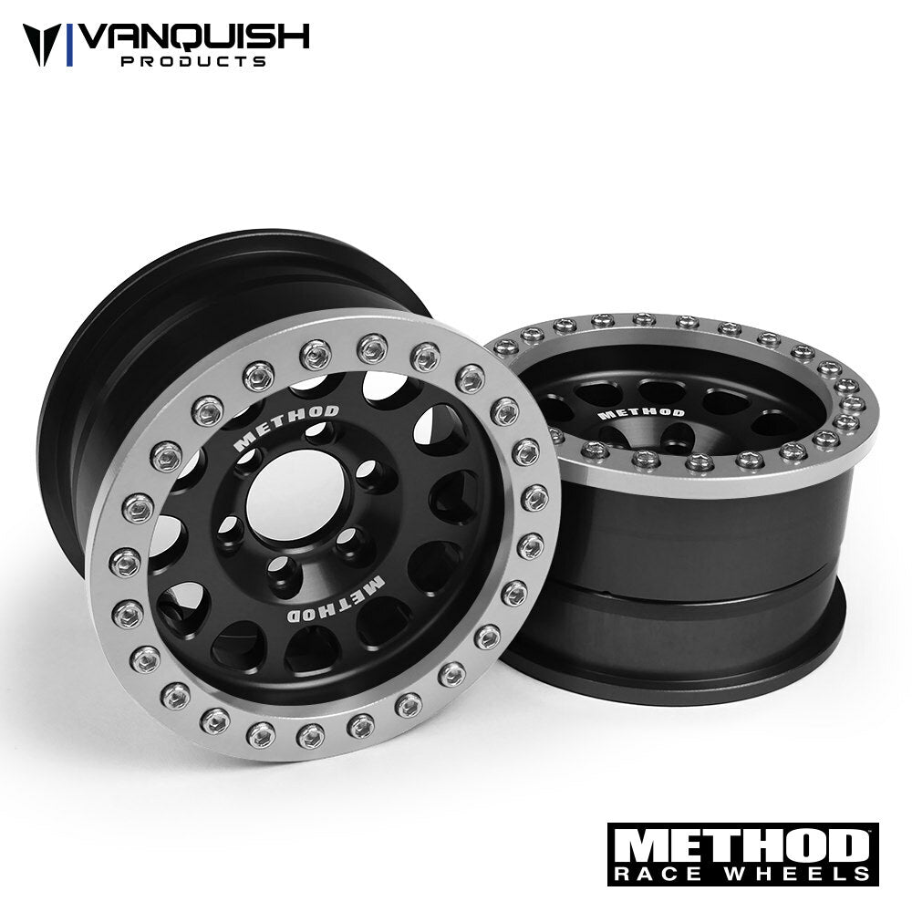 Vanquish Products VPS07911 Method 1.9 Beadlock Race Wheel 105 Black/Clear Anodized Aluminum