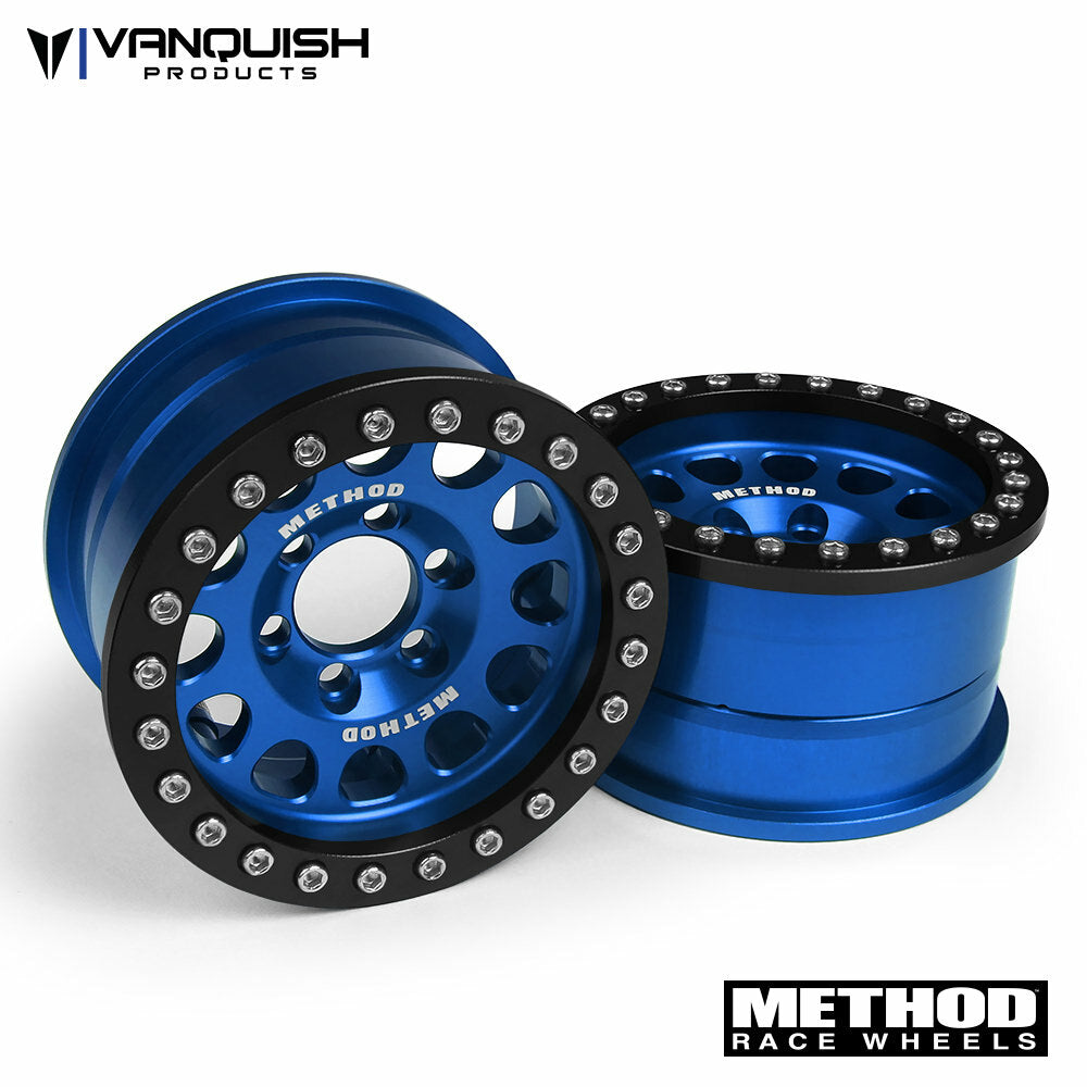 Vanquish Products VPS07916 Method 1.9 Beadlock Race Wheel 105 Blue/Black Anodized Aluminum
