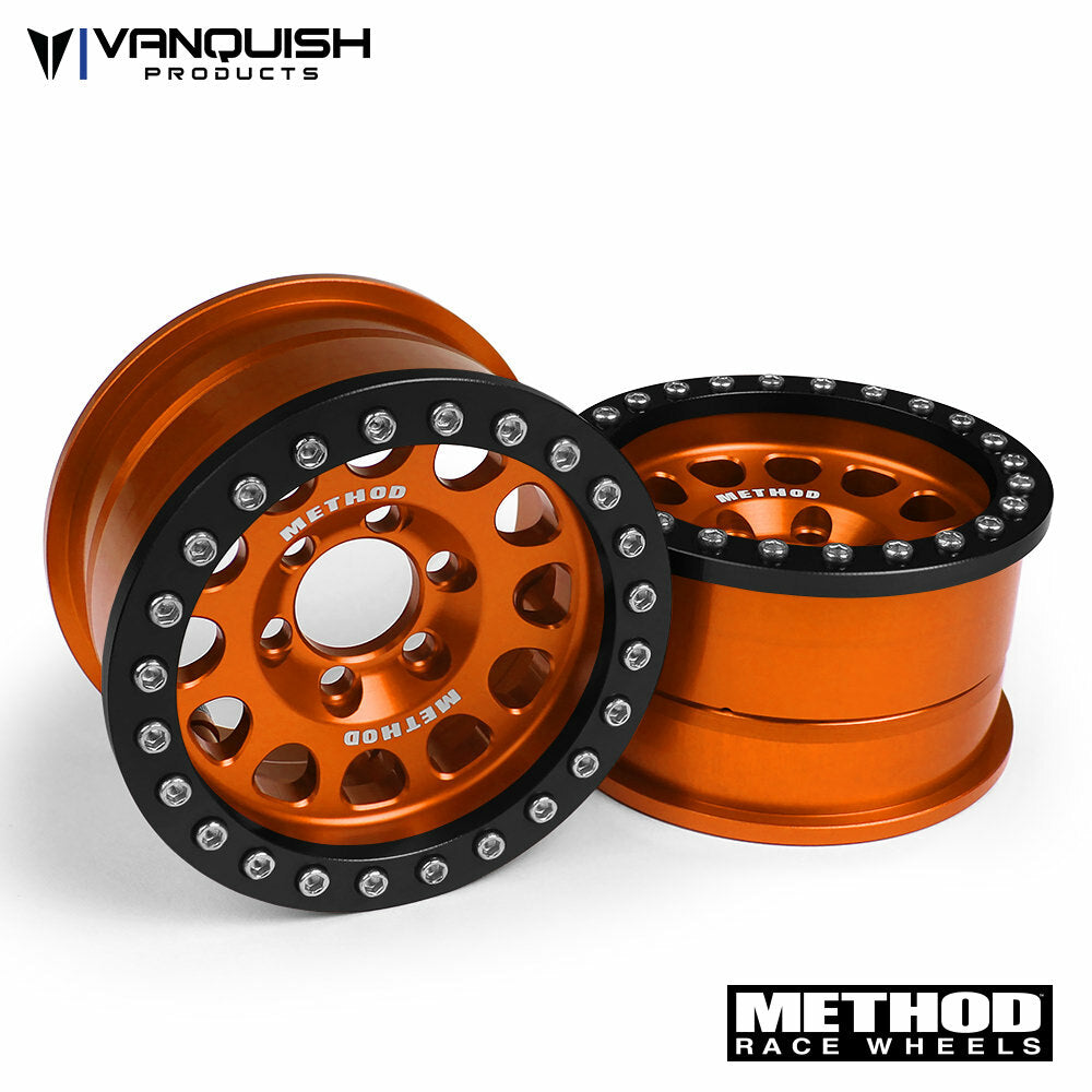 Vanquish Products VPS07919 Method 1.9 Beadlock Race Wheel 105 Orange/Black Anodized Aluminum