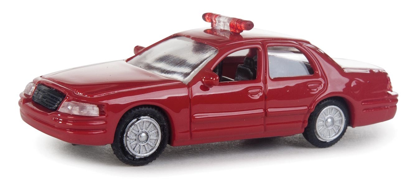 Walthers 949-12020 HO Scale Red Ford Crown Victoria Police Interceptor with Fire Command Decals