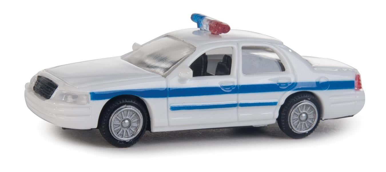 Walthers 949-12025 HO Scale White and Blue Ford Crown Victoria Interceptor with Police Department Decals