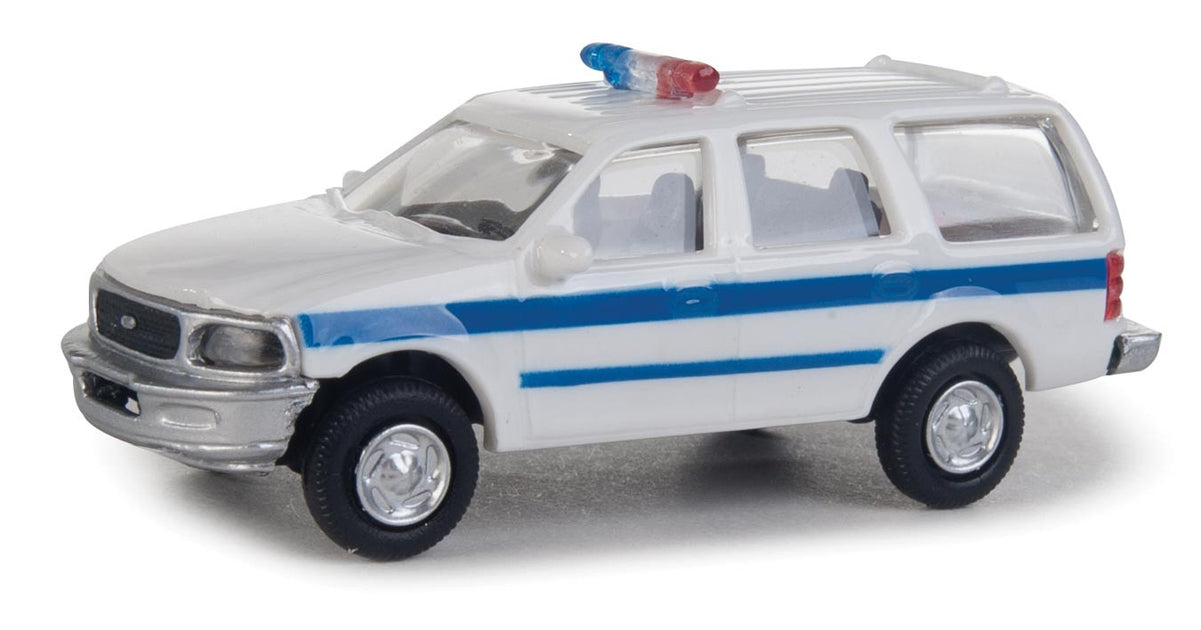 Walthers 949-12045 HO Scale White and Blue Ford Expedition Special Service Vehicle with Police Decal