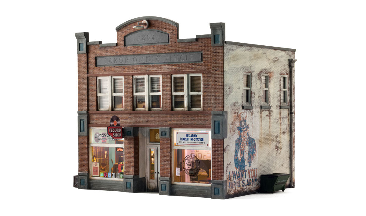 Woodland BR4957 N Scale Built Up Structure B&R Records amd Recruiting Office