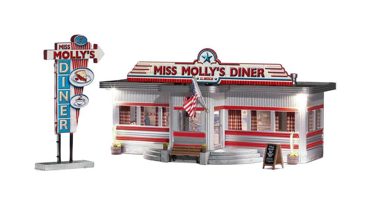 Woodland Scenics BR4956 N Scale Built Up Structure - Miss Molly's Diner with LED Lighting